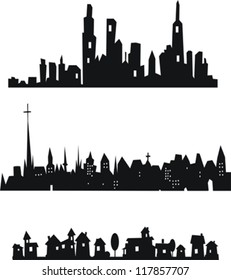 Set of vector cityscape backgrounds