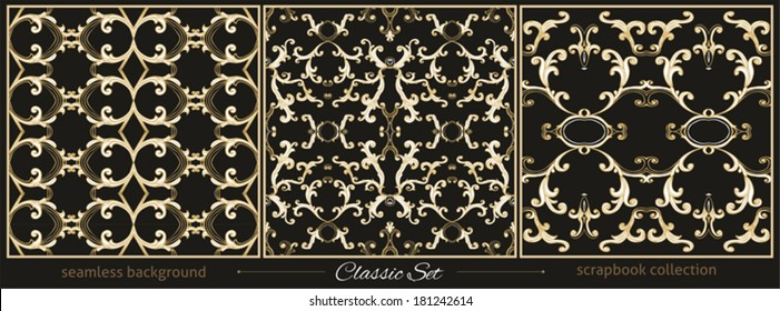 set of vector classic pattern paper for scrapbook