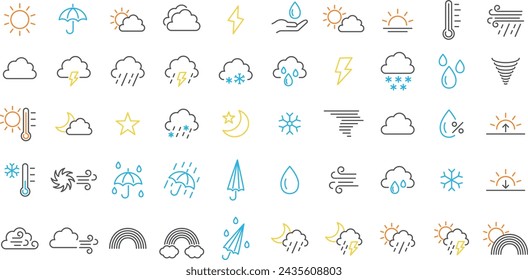 Set of vector climate line drawing icons