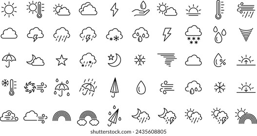 Set of vector climate line drawing icons