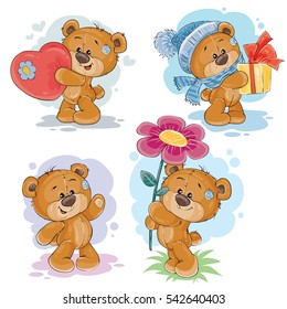 Set vector clip art illustrations of teddy bears