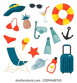 set of vector clip art with summer holiday items