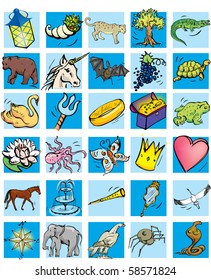 Set of vector clip arts with an illustration of lunar days