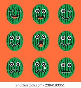 un conjunto de diseños vectoriales de sandía clipart para decoración
