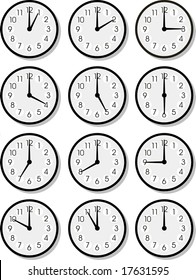 Set of vector clock faces