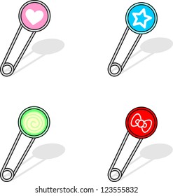  Set vector ,  closed safety pin