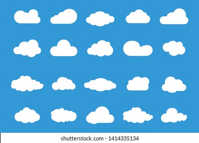 Set of Vector Cloud icons. Cloud symbol for your web site design, logo, app, UI. Set of different sky. Blue Cloud icon, cloud shape.