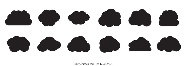 Set of Vector Cloud icons. Cloud symbol for your web site design, logo, app, UI. Set of different sky. Blue Cloud icon, cloud shape.