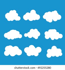 Set of vector cloud on blue background