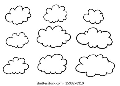 Set of vector clouds hand drawing on white background  