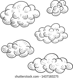 Set of vector clouds on white background