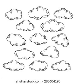 Set vector clouds white