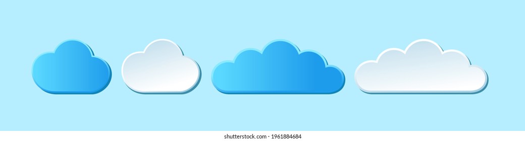 Set of vector clouds. Paper clouds isolated on background. Vector illustration.