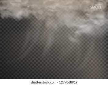 set of vector clouds and smoke on transparent background