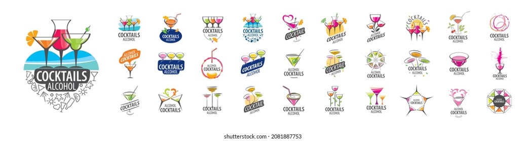 A set of vector Cocktail logos on a white background