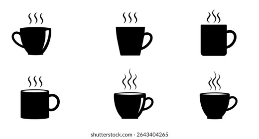 Set of vector coffee cup icons representing hot drinks
