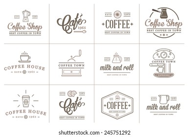 Set of Vector Coffee Elements and Coffee Accessories Illustration can be used as Logo or Icon in premium quality