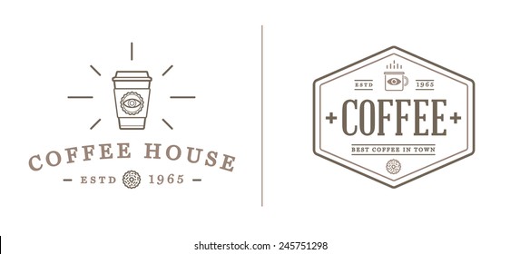 Set of Vector Coffee Elements and Coffee Accessories Illustration can be used as Logo or Icon in premium quality