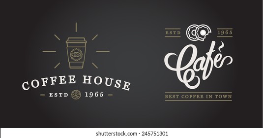 Set of Vector Coffee Elements and Coffee Accessories Illustration can be used as Logo or Icon in premium quality