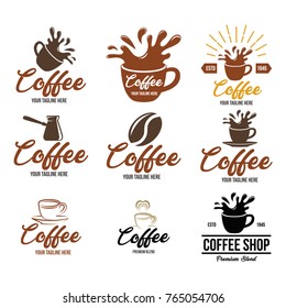 Set of Vector Coffee Elements and Coffee Accessories Illustration can be used as Logo or Icon in premium quality