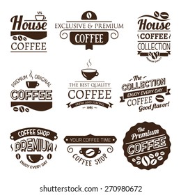 Set of Vector Coffee Elements. Logo template. Corporate icon. Brand visualization. Eco, bio, organic, natural coffee concept.