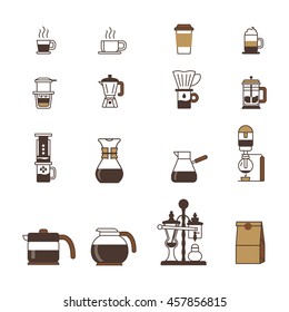 Set of Vector Coffee Elements and coffee machine icons Illustration. can be used as Logo or Icon in premium quality icons style 