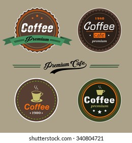 Set of Vector Coffee Elements in vintage style .