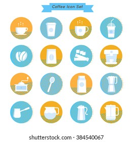 Set of vector coffee icons vintage design.