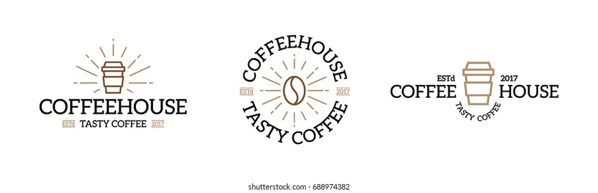 Set of vector coffee logo, emblem design templates