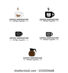 Set of Vector Coffee Logotype Templates and Coffee Accessories Illustration isolated on white background. vector Illustration