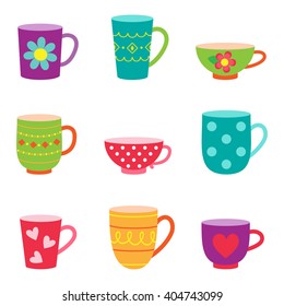 Set of vector coffee and tea cups