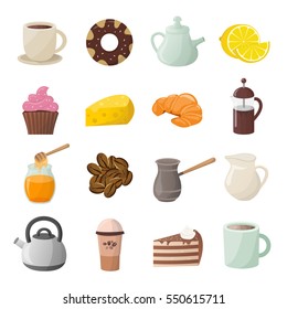 Set of vector coffee and tea icons