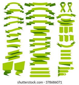 Set of vector collection of decorative design elements; green color ribbons and labels illustration. eps 10, for St.Patrick's Day party
