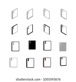 Set of vector Collection modern vector. Book multi type of 3d isometric, solid, line, scribble hatch, doodle, shadow isometric and a little colour on white background