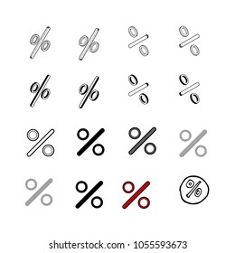 Set of vector Collection modern vector. Percent multi type of 3d isometric, solid, line, scribble hatch, doodle, shadow isometric and a little colour on white background