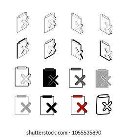 Set of vector Collection modern vector. Wrong Check icon multi type of 3d isometric, solid, line, scribble hatch, doodle, shadow isometric and a little colour on white background