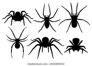 Set Vector collections black spider silhouette animal icon illustration