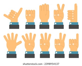 set of vector collections of hands in various symbols