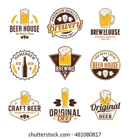 Set of vector color beer logo, icons and design elements on white background