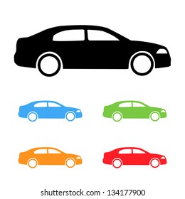 Set of vector color cars silhouettes