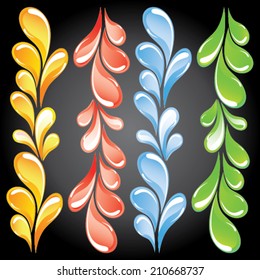 Set of vector color decorative drops splash for frames and banners