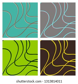 Set of Vector color hand-drawing wave sea background. abstract sea texture.