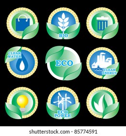 set vector color icons of ecology and clear power