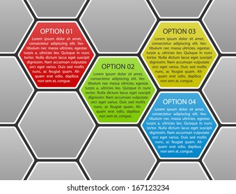 set of vector color paper option labels with number of option