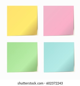 Set of vector color paper sticker on white background.