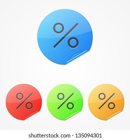 Set of vector color percentage discount stickers