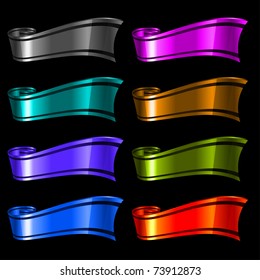set of vector color ribbons isolated on black