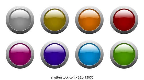 set of vector color rounded glass buttons