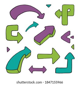 Set of vector colored arrows.