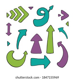 Set of vector colored arrows.